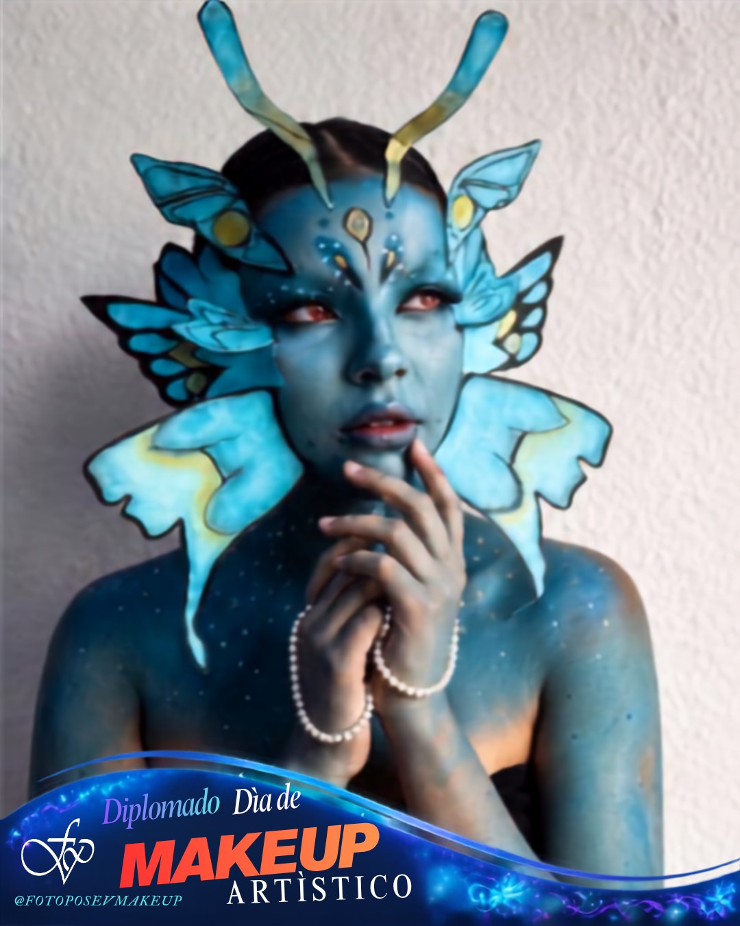 Caracterización Butterfly Blue destacada - Foto Pose Venezuela MUA